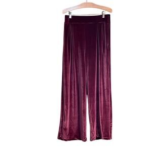 DIP Velvet Maxi Wide Leg Pants in Rich Burgundy. M